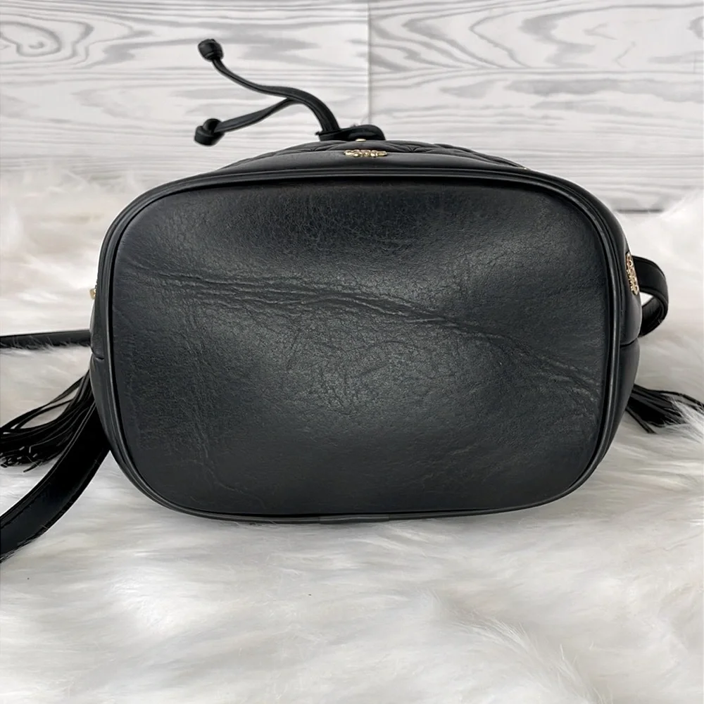 MCM‎ Black Quilted Leather Bucket Bag
